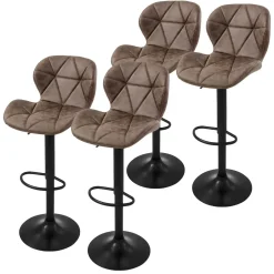ML-Design Set van 4 Barkruk, bekleding kunstleer, bruin, gestoffeerde barstoel