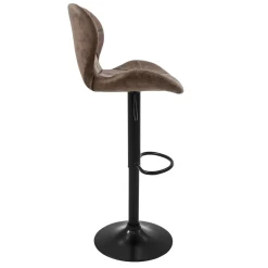 ML-Design Set van 4 Barkruk, bekleding kunstleer, bruin, gestoffeerde barstoel