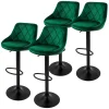 ML-Design Set van 4 Barkruk, fluwelen bekleding, groen, gestoffeerde barstoel