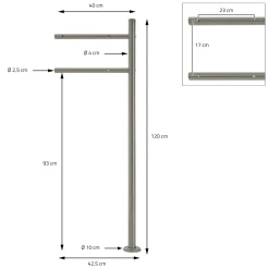 ML-Design Sokkelsteun voor zilveren brievenbus in roestvrij staal 120 cm