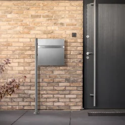 ML-Design Sokkelsteun voor zilveren brievenbus in roestvrij staal 120 cm