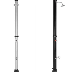 ML-Design Solar Douche 20 L 217cm Rond Met Voetdouche En Regendouchekop, Zilver-zwart, Warm Water