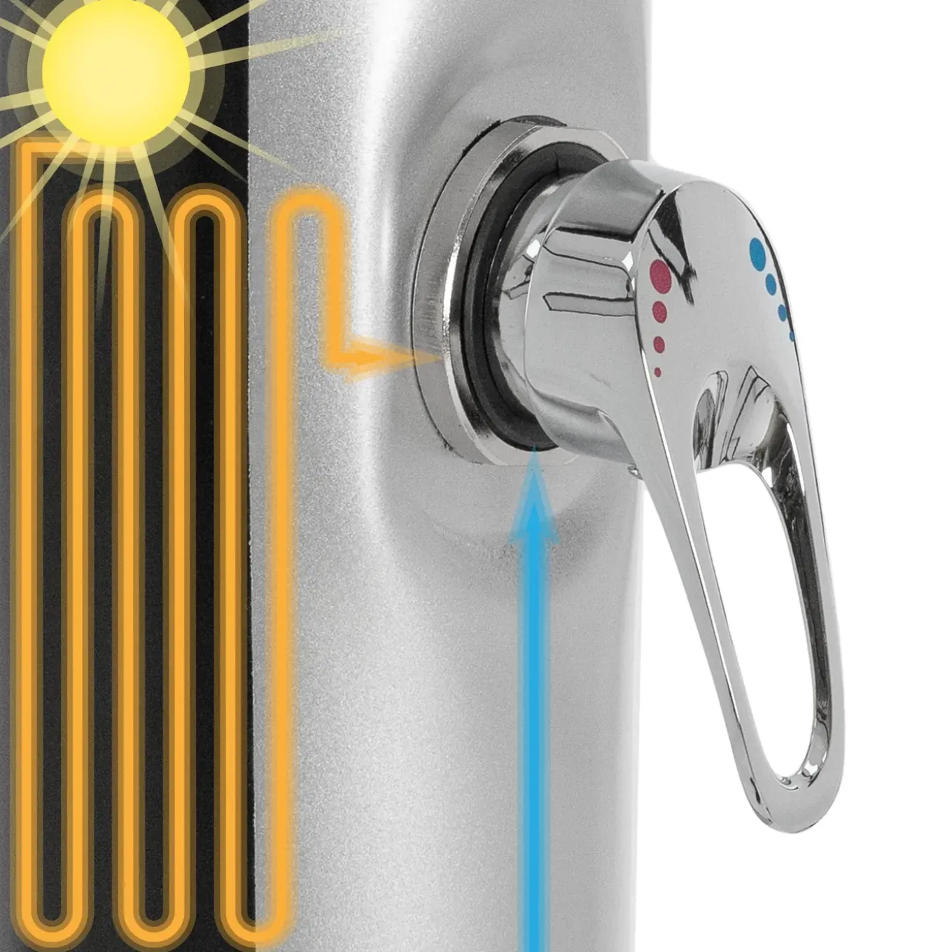 ML-Design Solar Douche 35 L 217cm Rond Met Voetdouche En Regendouchekop, Zilver-zwart