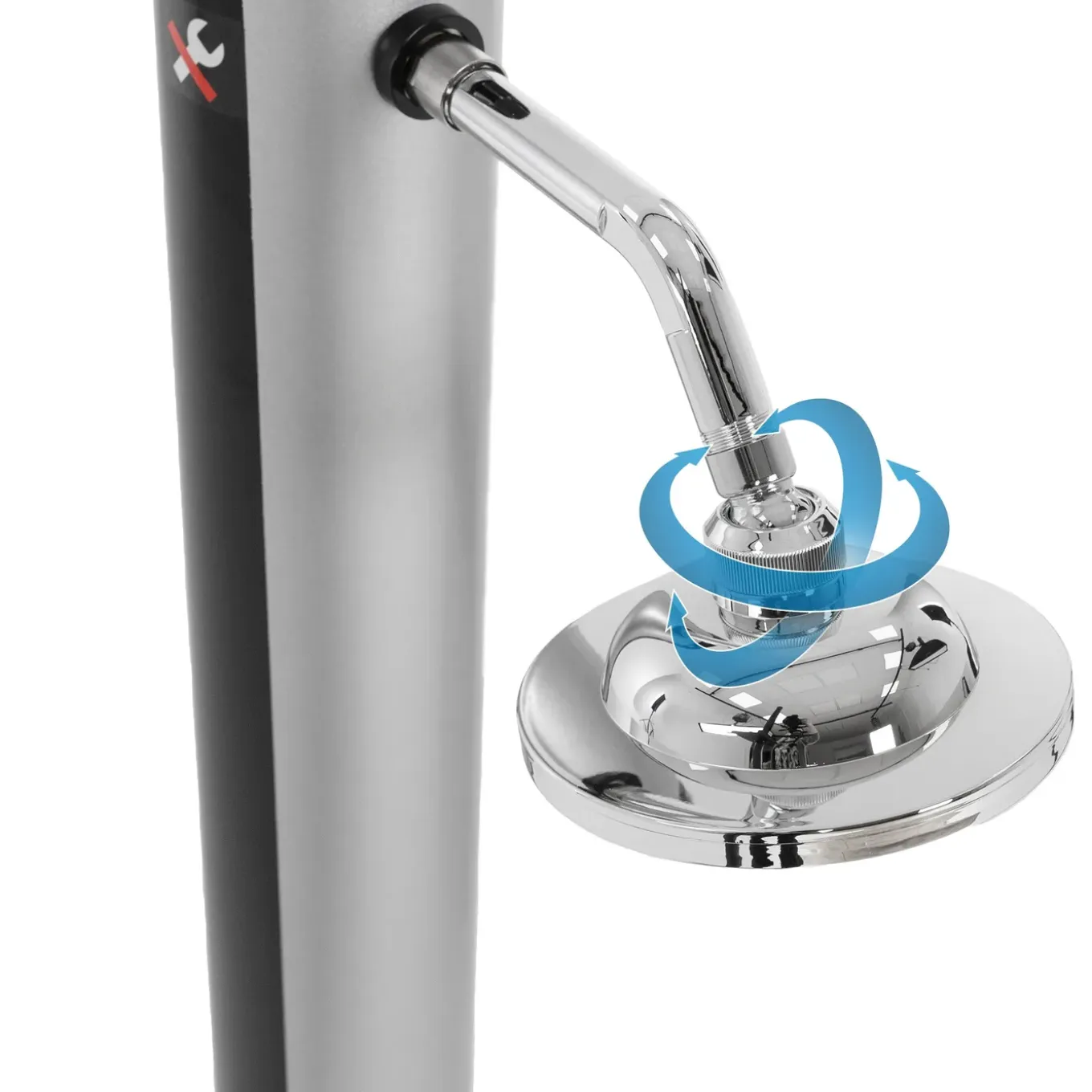 ML-Design Solar Douche 35 L 217cm Rond Met Voetdouche En Regendouchekop, Zilver-zwart