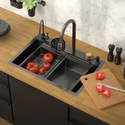 ML-Design spoelbak RVS 68x46 cm antraciet, multifunctionele keuken spoelbak rechthoekig