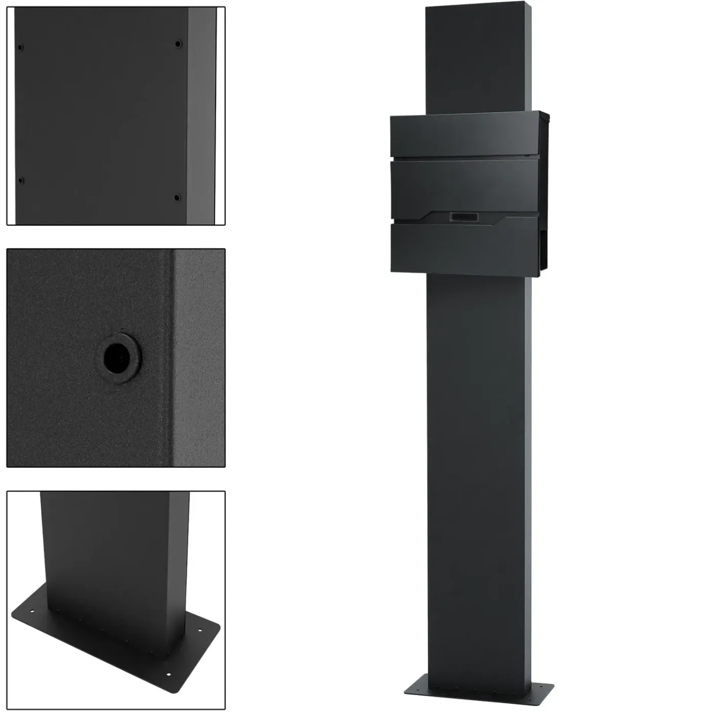 ML-Design Staande brievenbus met krantenvak, Brievenbus antraciet 37x11x36,5cm, Roestvast staal