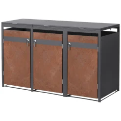 Ml-design 3 Tons Vuilnisbak 240l 200x80x120 Cm Antraciet Roestafwerking Staal Afsluitbaa