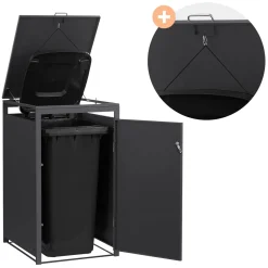Ml-design 3 Tons Vuilnisbak 240l 200x80x120 Cm Antraciet Roestafwerking Staal Afsluitbaa