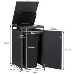Ml-design 3 Tons Vuilnisbak 240l 200x80x120 Cm Antraciet Roestafwerking Staal Afsluitbaa