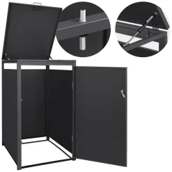 Ml-design 3 Tons Vuilnisbak 240l 200x80x120 Cm Antraciet Roestafwerking Staal Afsluitbaa