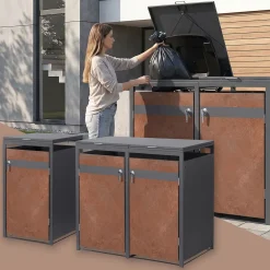 Ml-design 3 Tons Vuilnisbak 240l 200x80x120 Cm Antraciet Roestafwerking Staal Afsluitbaa