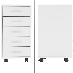 ML-Design verrijdbare ladebak wit, met 5 laden, 33x38x63,5 cm