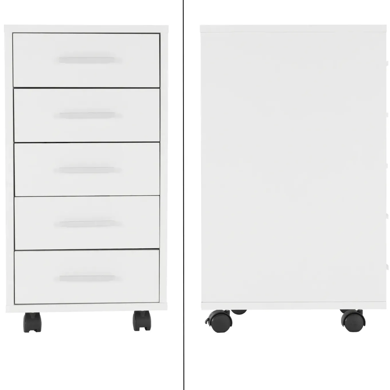ML-Design verrijdbare ladebak wit, met 5 laden, 33x38x63,5 cm