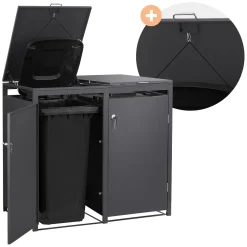 Ml-design Vuilnisbak Box 240l Voor 2 Afvalemmer 132x80x120 Cm Antraciet Staal