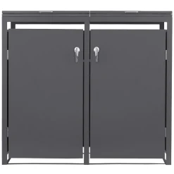 Ml-design Vuilnisbak Box 240l Voor 2 Afvalemmer 132x80x120 Cm Antraciet Staal