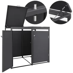 Ml-design Vuilnisbak Box 240l Voor 2 Afvalemmer 132x80x120 Cm Antraciet Staal
