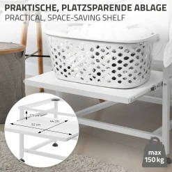 ML-Design wasmachine verhoger uittrekbaar Plateau wit 625x535x450 cm staal verstelbaar