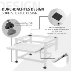 ML-Design wasmachine verhoger uittrekbaar Plateau wit 625x535x450 cm staal verstelbaar