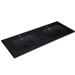 Mob-in - Dubbele Wastafelblad - Studio - Zwart - Hars - 1 Blad - 140 X 46 Cm