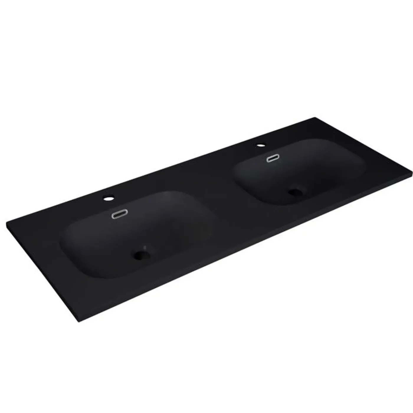 Mob-in - Dubbele Wastafelblad - Studio - Zwart - Hars - 1 Blad - 140 X 46 Cm