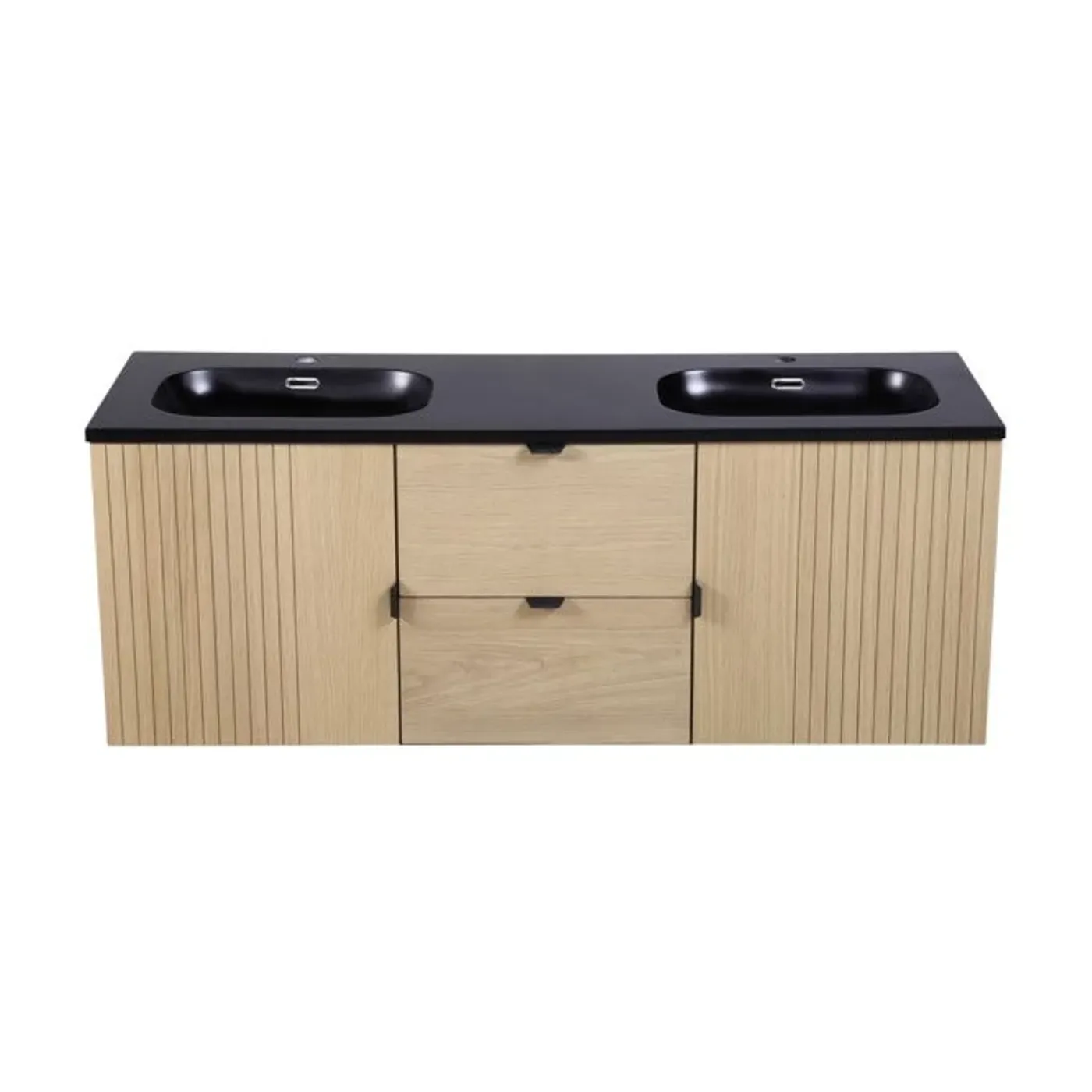 Mob-in - Dubbele Wastafelblad - Studio - Zwart - Hars - 1 Blad - 140 X 46 Cm