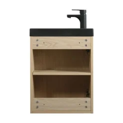 Mob-in - Hangend Handenwasmeubel Nevada - Eikendecor Zwarte Waskom - 2 Bakken - 41 Cm