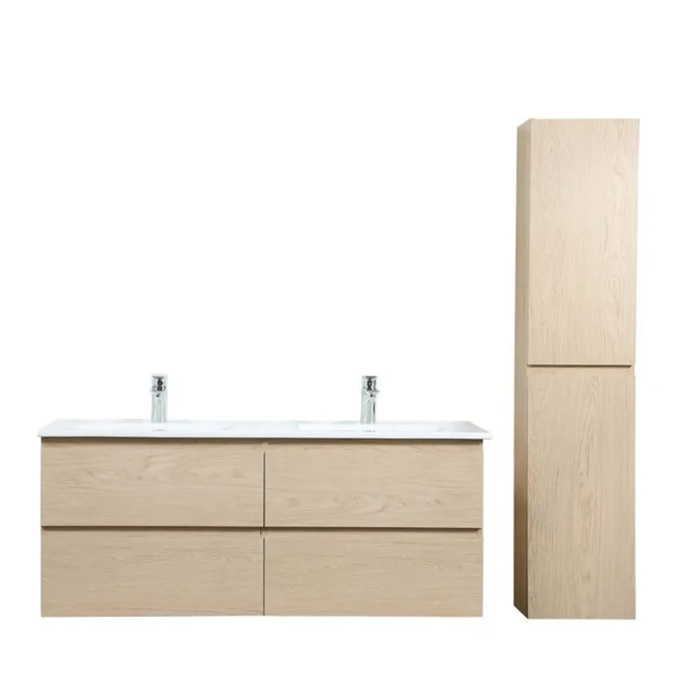Mob-in - Hangend Meubelset Voor Wastafel - Sorrento - Eikendecor - 3-delig - 120 Cm