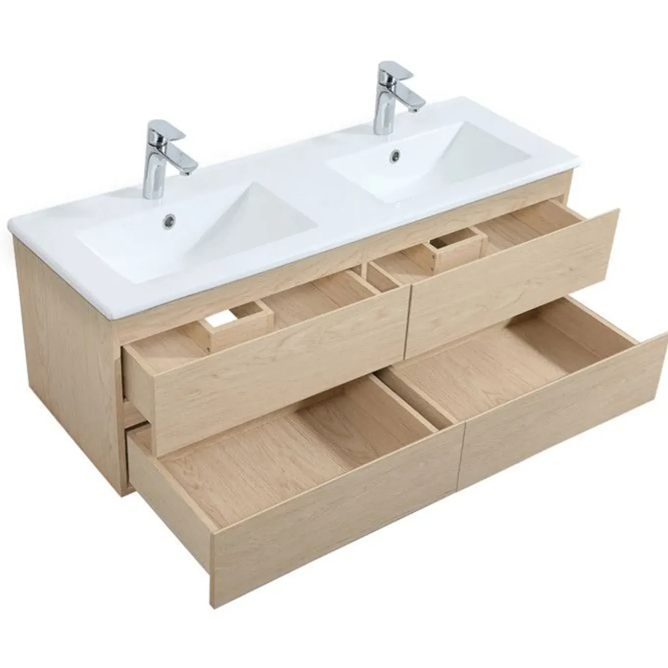 Mob-in - Hangend Meubelset Voor Wastafel - Sorrento - Eikendecor - 3-delig - 120 Cm