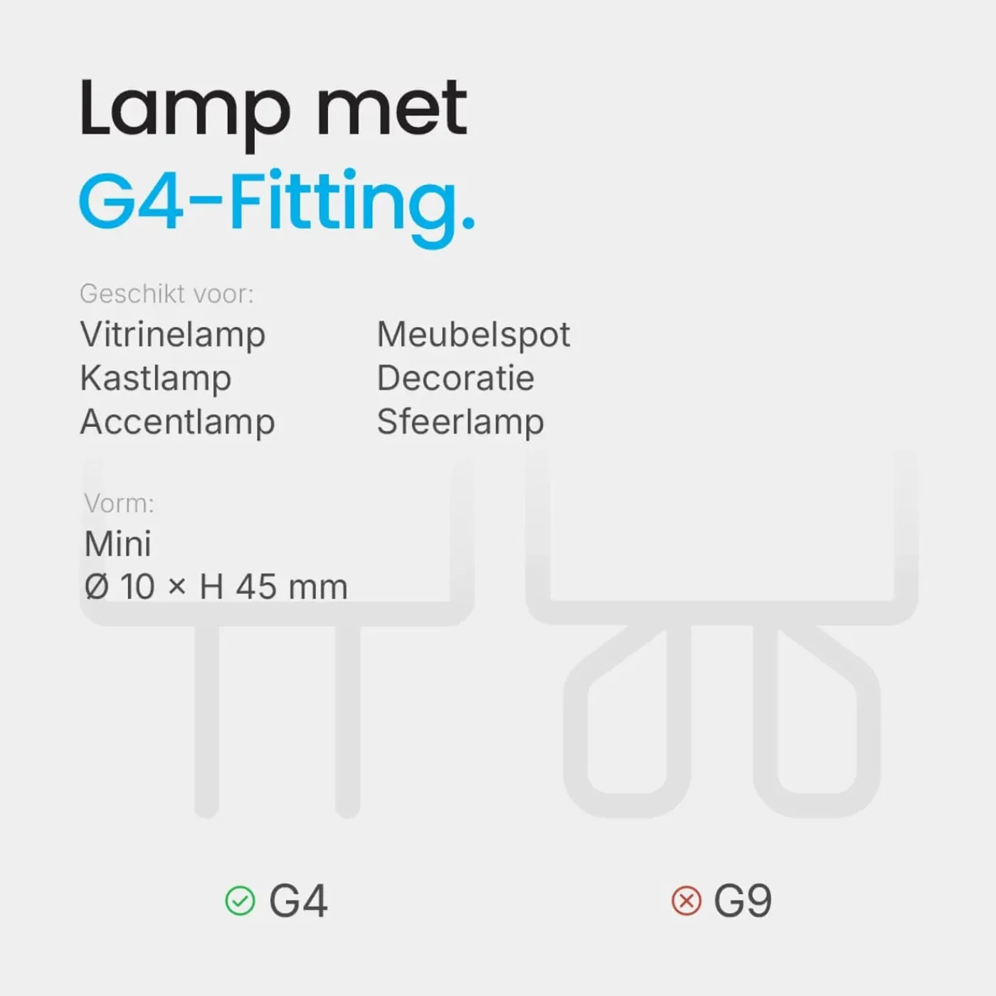 Modee Halogeen Insteeklamp G4 - 18w 180lm 2700k 12v - Warm Wit Licht - Dimbaar - 10 Stuks