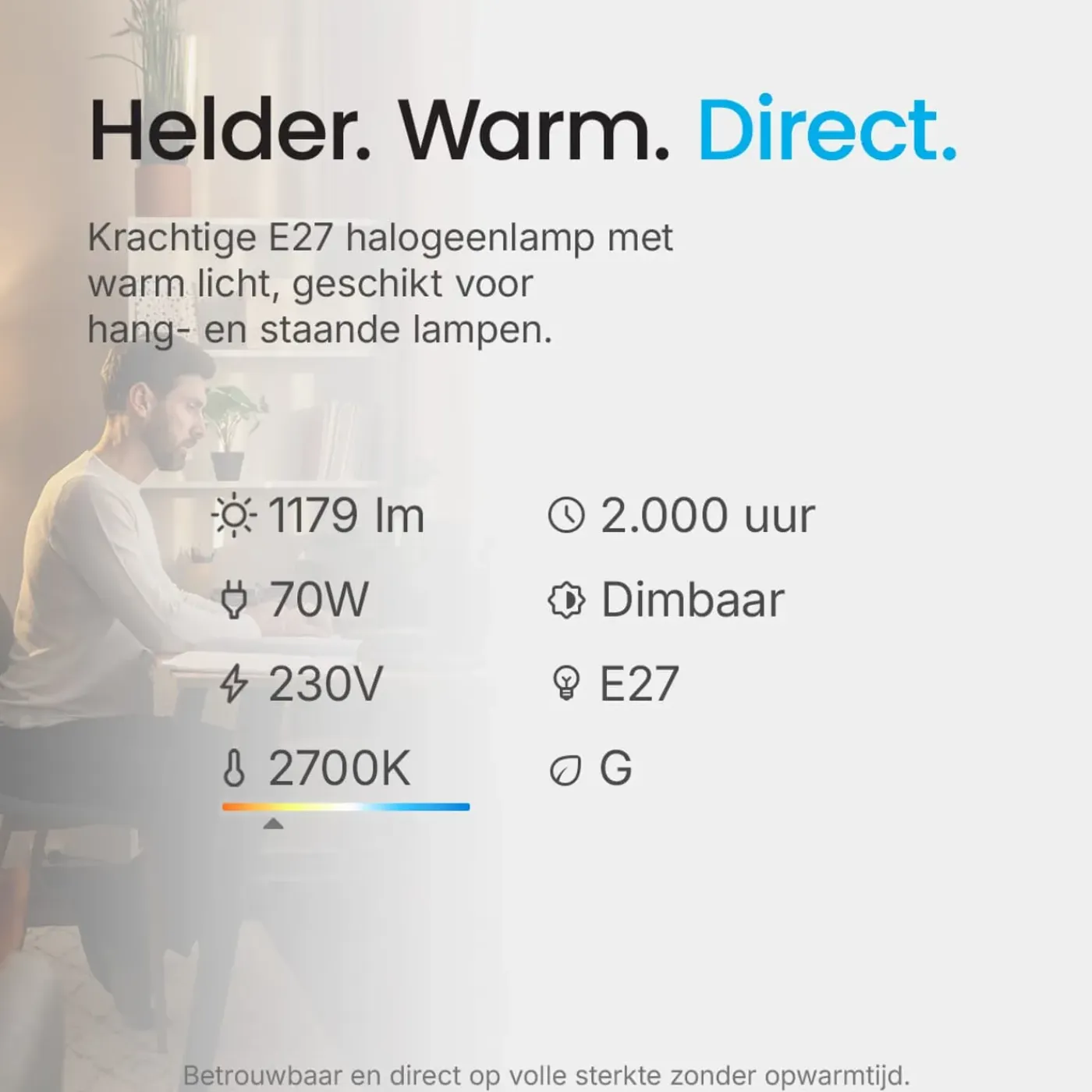 Modee Halogeenlamp E27 - 70w 1179lm 2700k - Warm Wit Licht - Dimbaar - Globe - 3 Stuks