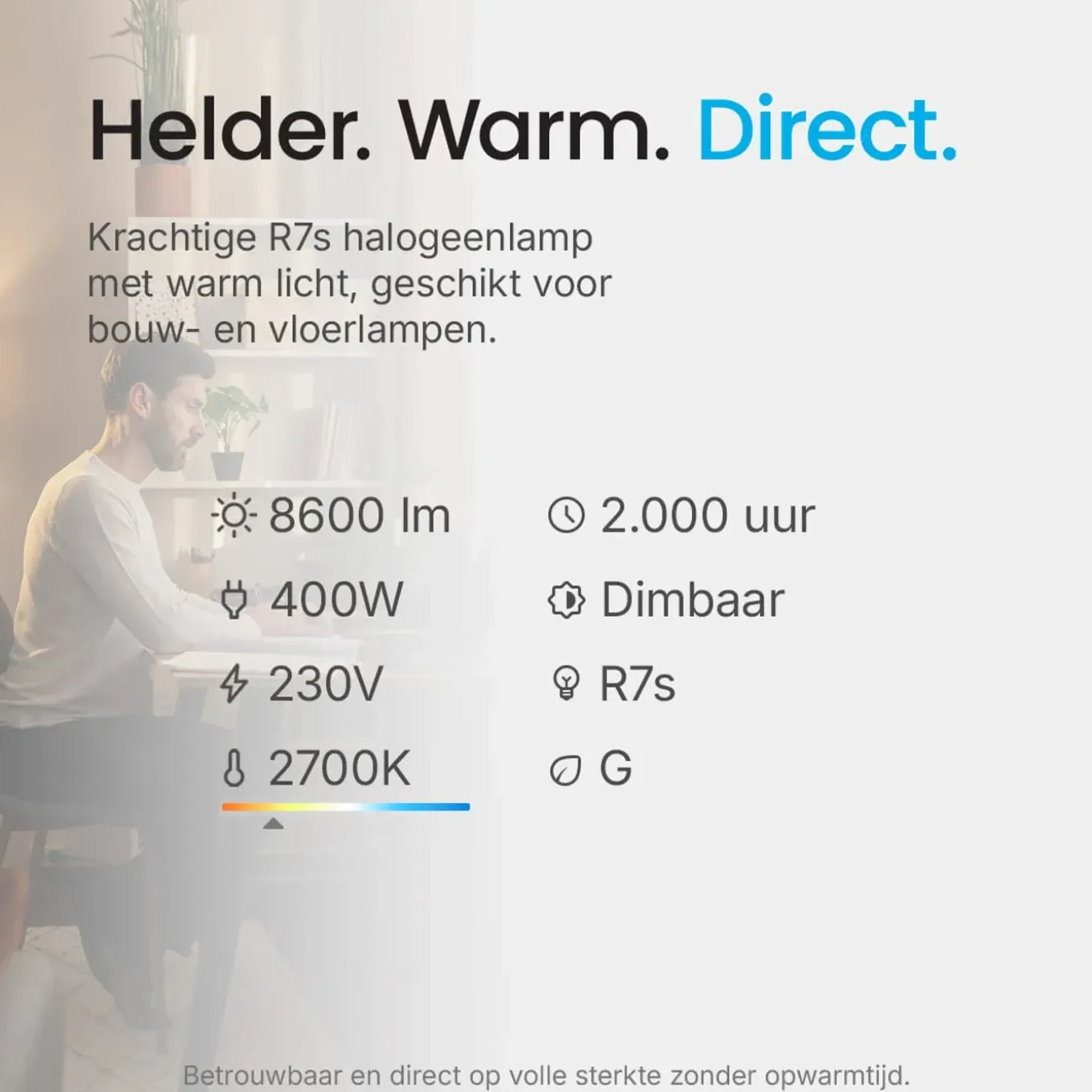 Modee Halogeen Staaflamp R7s - 400w 8600lm 2700k - Warm Wit Licht - Dimbaar - Buislamp - 2 Stuks