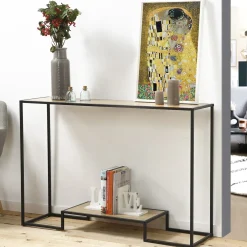 Moderne Console 2 Niveaus Eiken Decor L120cm