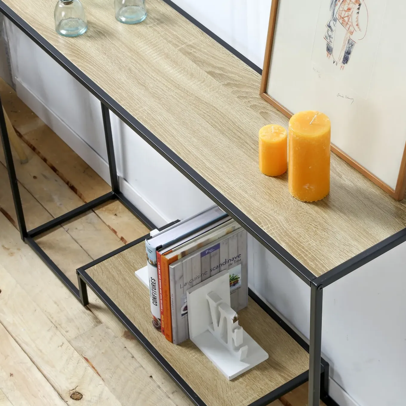 Moderne Console 2 Niveaus Eiken Decor L120cm