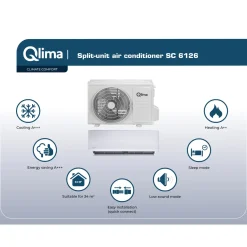 Monosplit airconditioner Qlima SC 6126 - met verwarmingsfunctie - 2.6kW - 8900 BTU