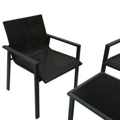 Monster Shop Monstershop Balkon Loungeset - 4 Delig - Rotan - Zwart