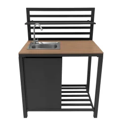 Monster Shop Monstershop 3-delige Buitenkeuken - Aluminium & Hout - Grijs - Rvs Spoelbak