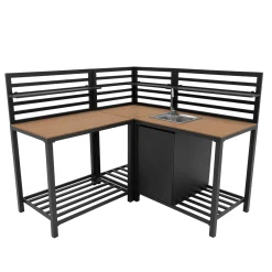 Monster Shop Monstershop 3-delige Buitenkeuken - Aluminium & Hout - Grijs - Rvs Spoelbak