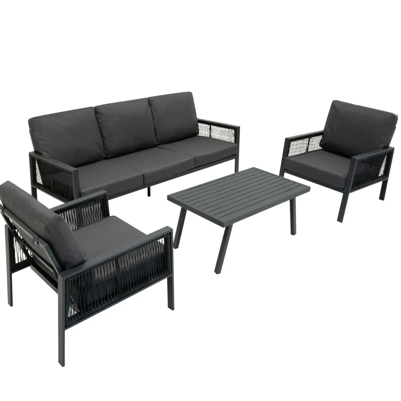 Monstershop Tuinset - Antraciet Grijs - Aluminium - 4-delig