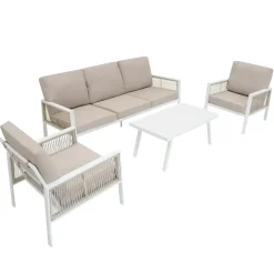 Monstershop Tuinset - Wit - Aluminium - 4-delig