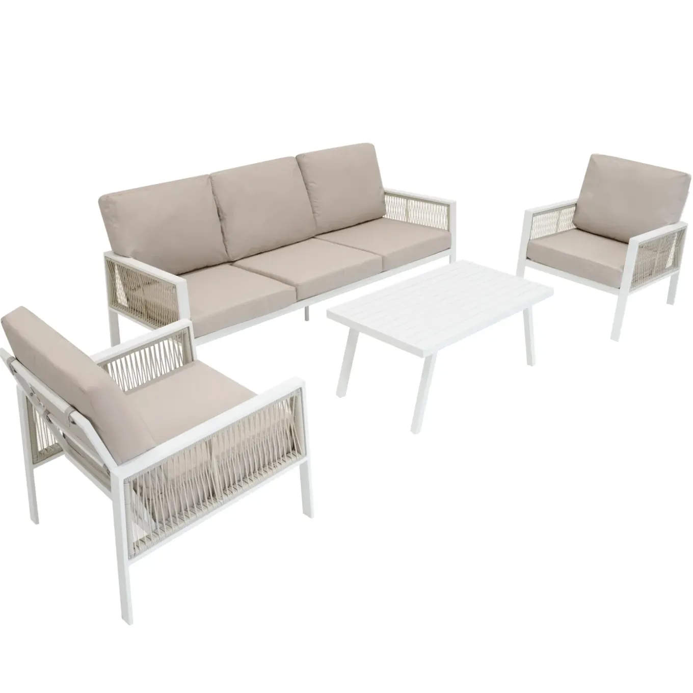 Monstershop Tuinset - Wit - Aluminium - 4-delig