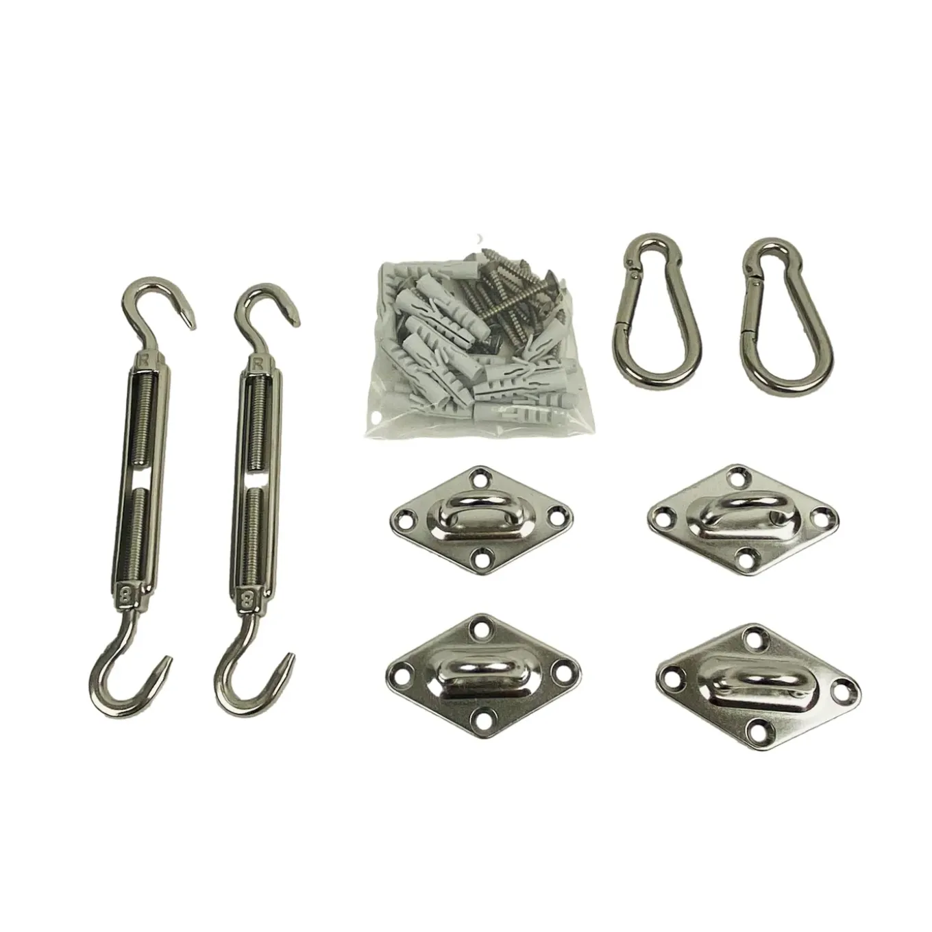 Montageset voor schaduwdoek 8mm RVS