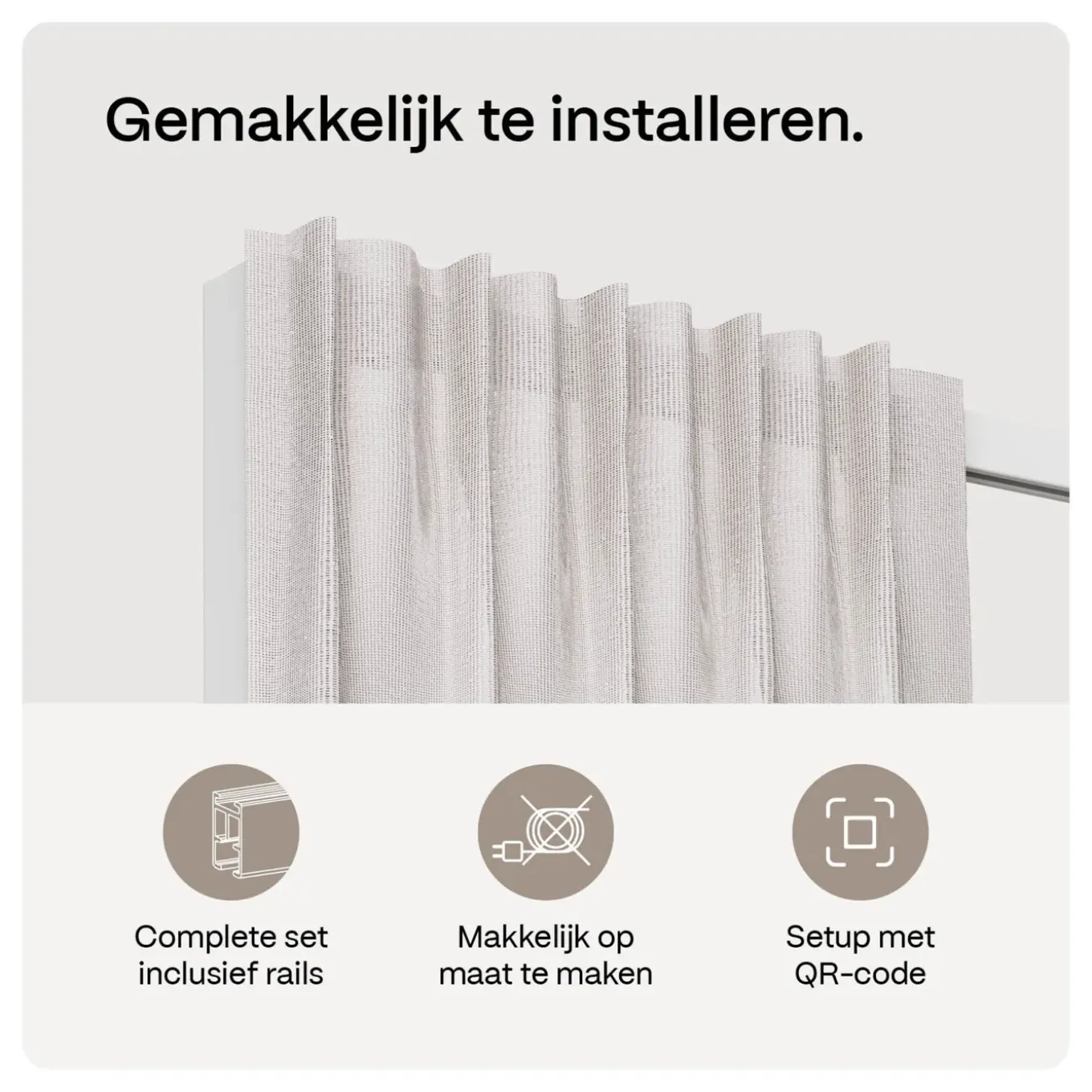 Motionblinds Gordijnrail Smart Wit 200cm Centrale Opening