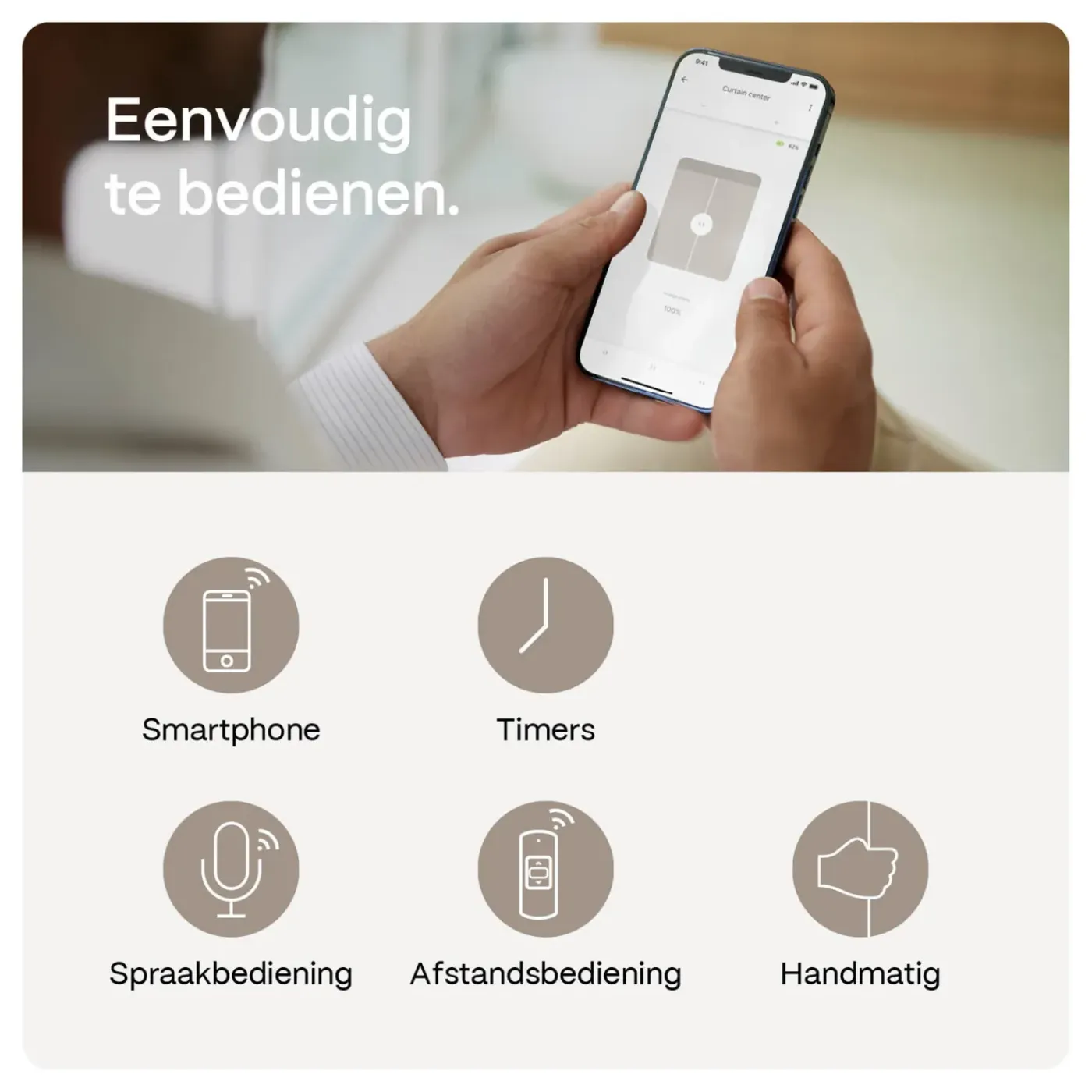 Motionblinds Gordijnrail Smart Wit 160cm Centrale Opening