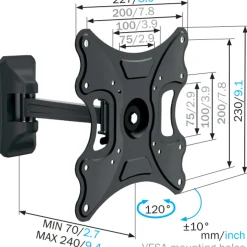 Mount Massive wand TV steun draaibaar MNT 104 zwart metaal 19 tot 40"