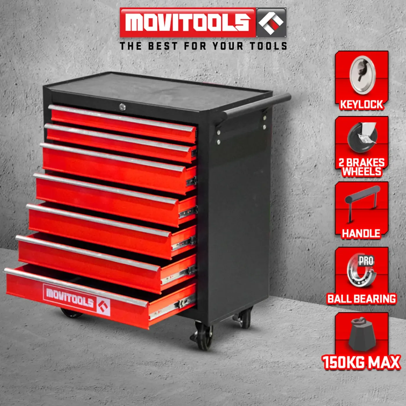 MOVITOOLS - Metalen Werkplaatswagen 7 Laden -