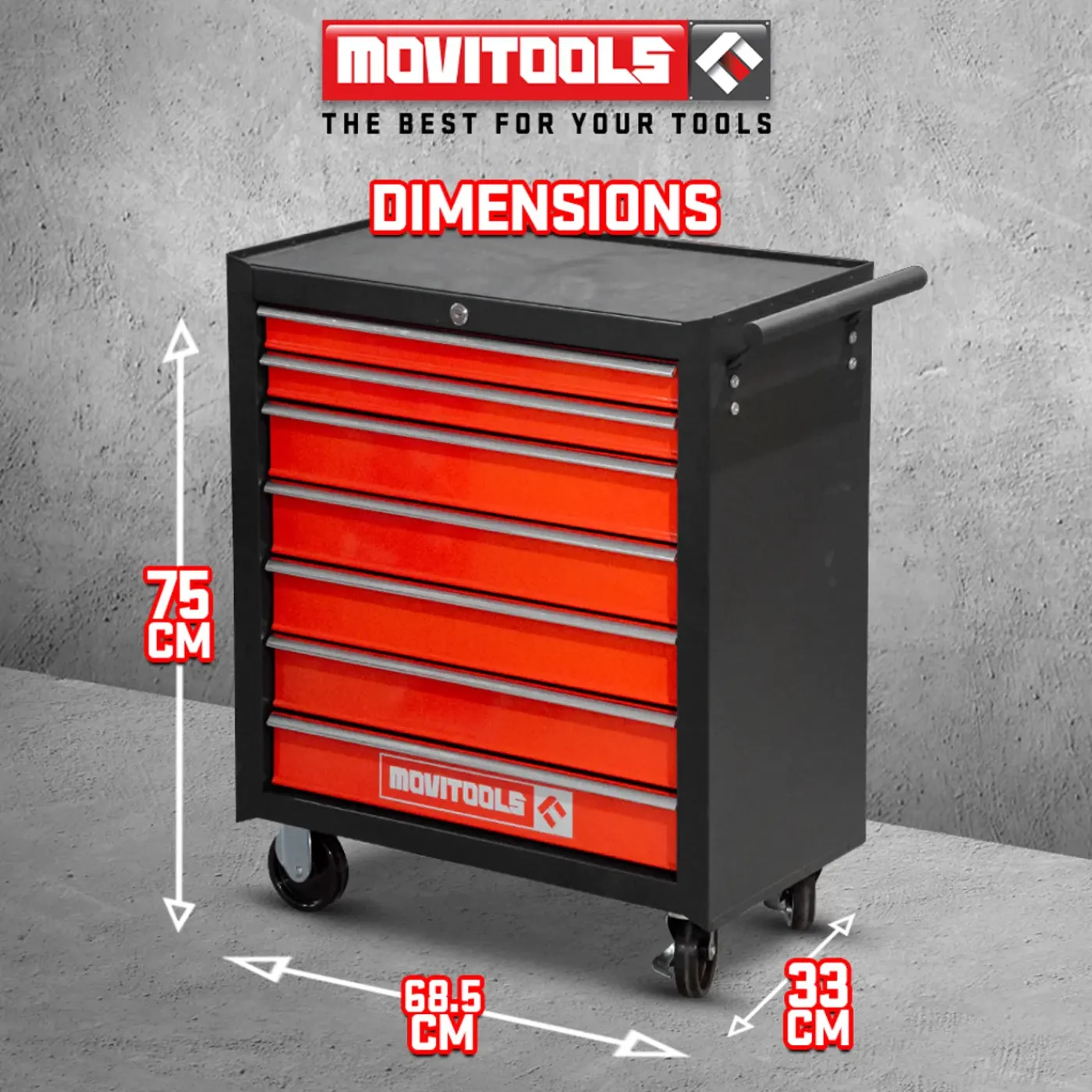 MOVITOOLS - Metalen Werkplaatswagen 7 Laden -