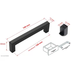 Msqdesign - Handgrepen 128mm Zwart - 10 Stuks - Meubelgrepen-Kastgreep zwart