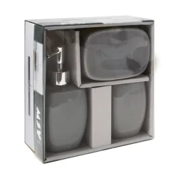 MSV 3-delige badkameraccessoireset keramiek Classic - Donkergrijs