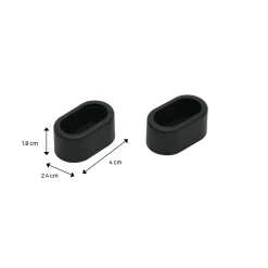 SPACEO Muursteun - Gesloten ovaal 30x15mm - Kunststof Zwart - Set van 2