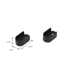 SPACEO Muursteun - Open ovaal 30x15mm - Kunststof Zwart - Set van 2
